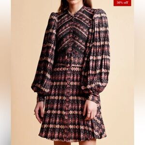 Serafina by TiMo Plisse Mini Floral Belted Button Up Dress size Small